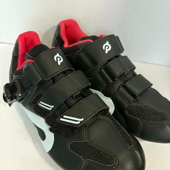 Peloton Cycling Shoes w/ Delta Cleats – Black/White/Red – Size EU 40 Women’s ~9 - Picture 1 of 7